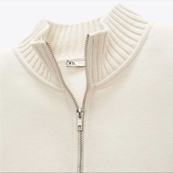 Zara NWT Plush Vest Padded Shoulders High Collar Size S Plush Ecru Light Yellow - Picture 6 of 11